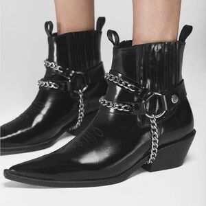 ANINE BING HARRIS COWBOY / BIKER BOOTS WITH CHAINS